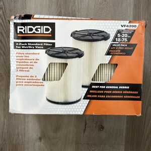RIDGID Shop Vacuum Filter Replacement 2 Pack VF4200 5-16 Gal. Debris Pleated New